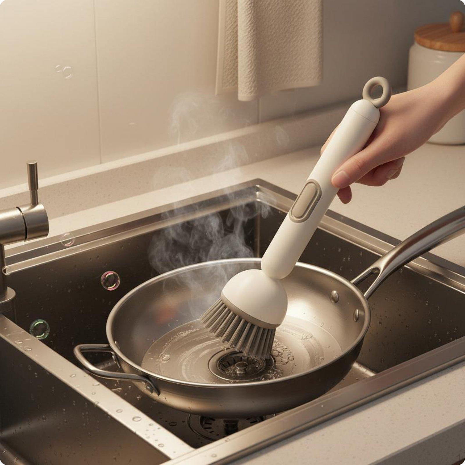 Soap Dispensing Dish Brush NonScratch Bristles Liquid Cleaning Multipurpose