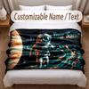 Astronaut Space Theme Soft Blanket Personalized Custom Name Text Print Warm Blanket Home Sofa Bedroom Decor