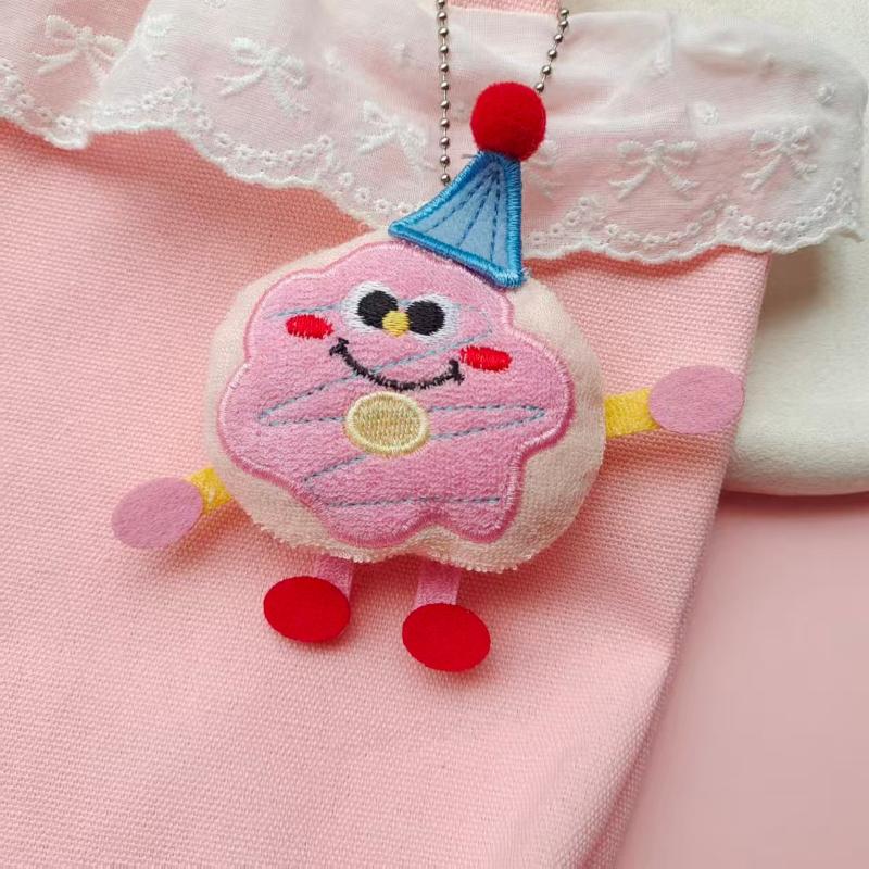 Cute Cartoon Doughnut Bread Doll Keychain Fun Stuffed Doll Toy Backpack Pendant Decorative Car Key Chains Accessories Gift