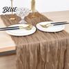 Rustic Gauze Table Runner Cheesecloth Runner 10FT Fabric Boho Wrinkled Decorative for Holiday Dinners Sheer Wedding Party Bridal Shower Long