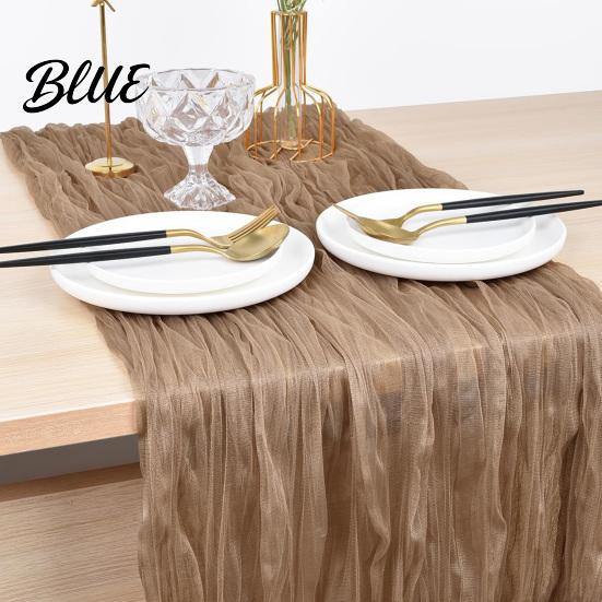 Rustic Gauze Table Runner Cheesecloth Runner 10FT Fabric Boho Wrinkled Decorative for Holiday Dinners Sheer Wedding Party Bridal Shower Long