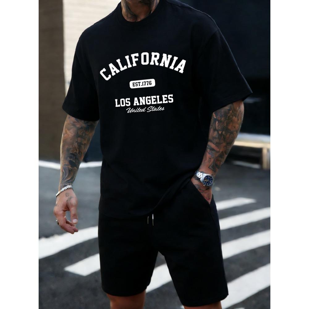California Los Angeles Est 1776 Men T Shirts Retro Fashion Soft Short Sleeve Summer Comfortable T-Shirt Unisex Loose Top