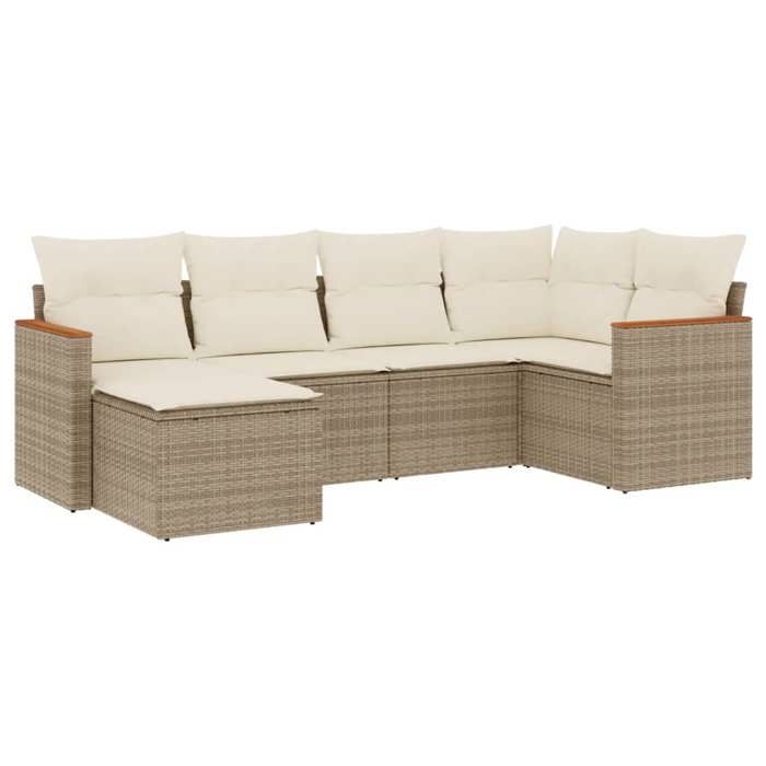 VidaXL Garden Lounge Set with Cushions 6 Pcs, Patio Sofas, Patio Furniture Set, Outdoor Furniture, Beige 3258579