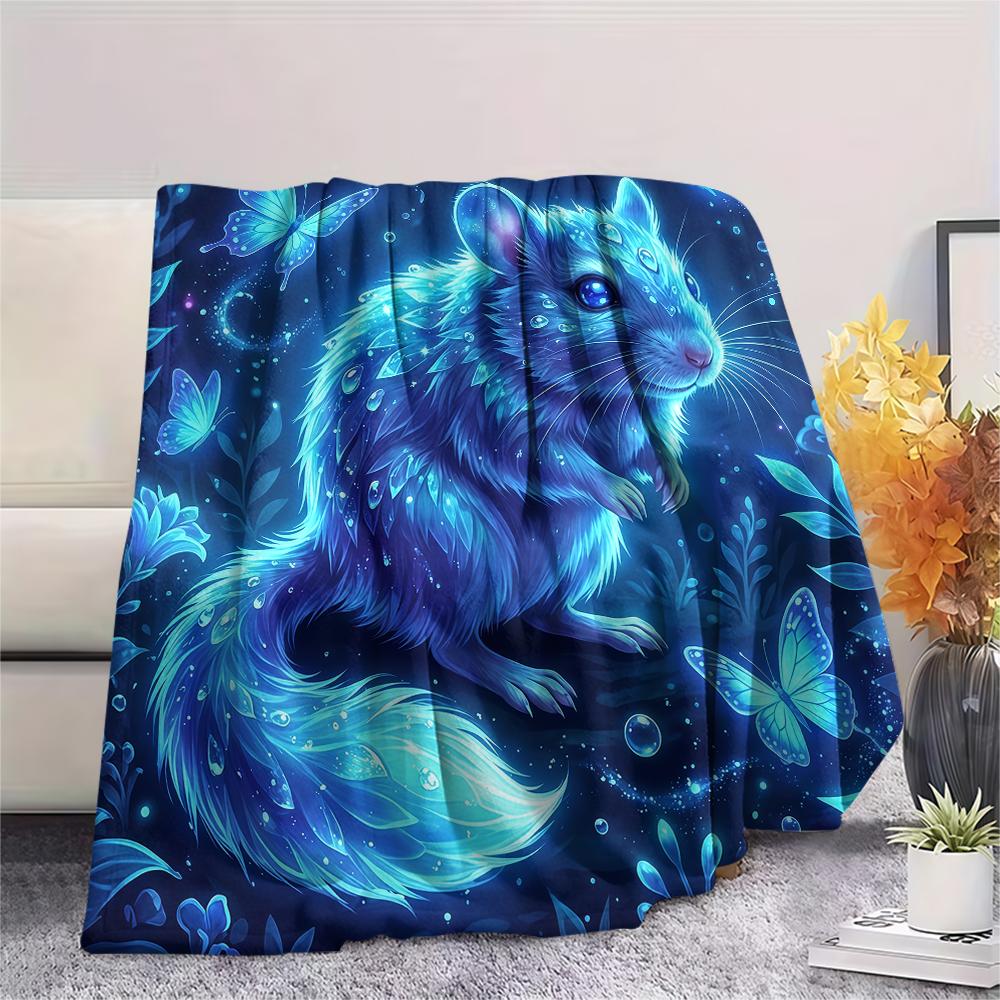 Blue Rose Animal Print Flannel Blanket,High quality Comfortable for All Seasons,Home Decor,Warmth and Comfort,Perfect for Christmas Gifts