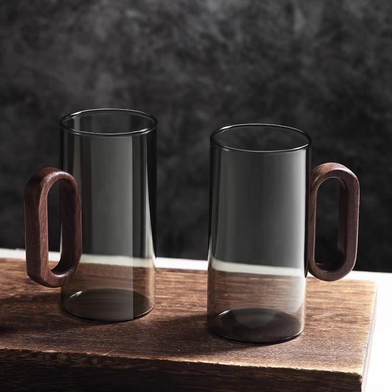 Tazza da tè con manico in vetro e legno – Tazza da caffè in borosilicato ad alta capacità