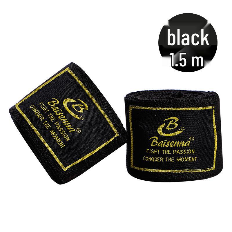 White Micro-Elastic Muay Thai Hand Wraps - 5m & 3m Black Cotton Fist Bandage for Boxing & Sanda