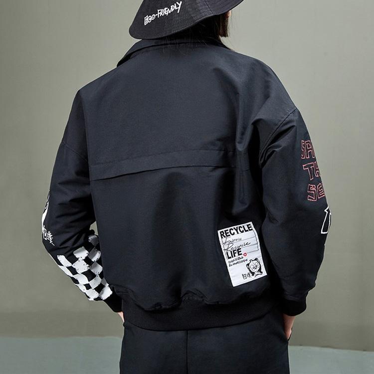 Li Ning X Panda Collaboration Loose Sports Windbreaker Jacket Men Jacket Black AFDP358-2