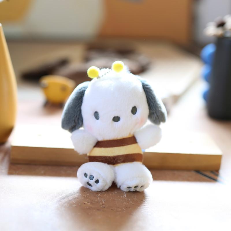 Adorable Cute Sanrio Pochacco Plush Toy Keychain With Soft Short Plush Material Bee