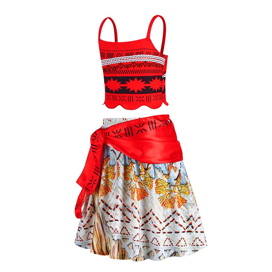 Kids' Moana Cosplay Two-Piece Set: Skirt & Grass Skirt Costume