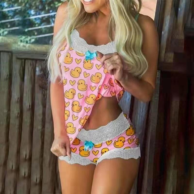 Fashion Women Pajamas Set Lace Lingerie Underwear Sleepwear Cute Vest Shorts