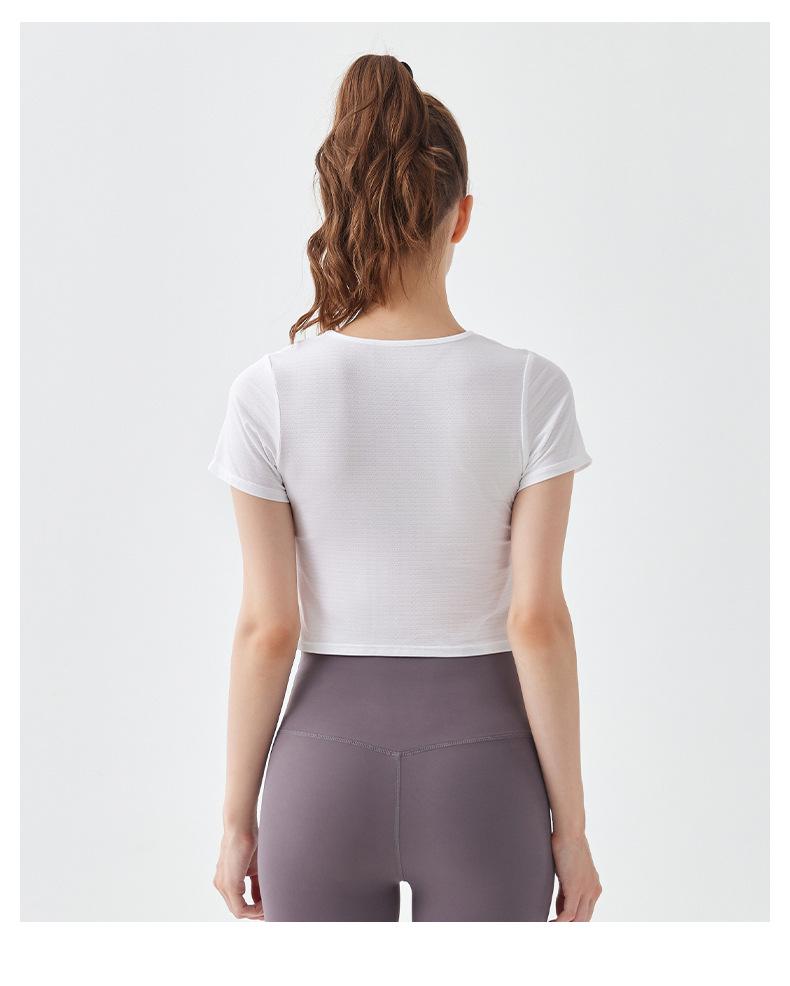 Cross-Wrap Bare-Feel Quick-Dry Short-Sleeve Yoga Crop Top