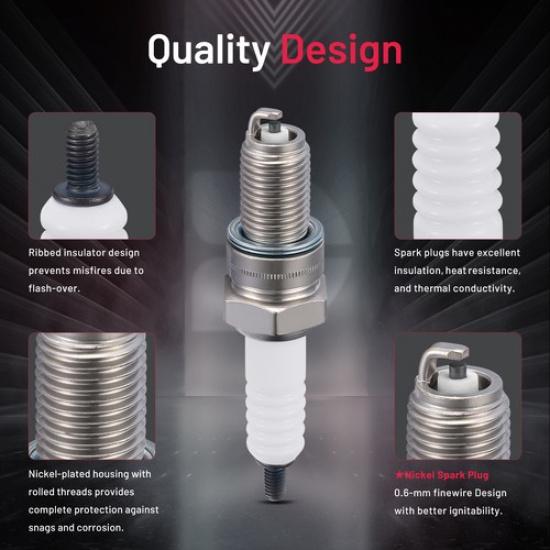 Set Of 4 Spark Plugs 7162 For 2011-2017 Suzuki TU250