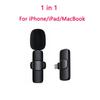 2 In 1 Wireless Lavalier Microphone Portable Audio Video Recording Live Broadcast Gaming for iOS Type C Live Broadcast Game Mic
