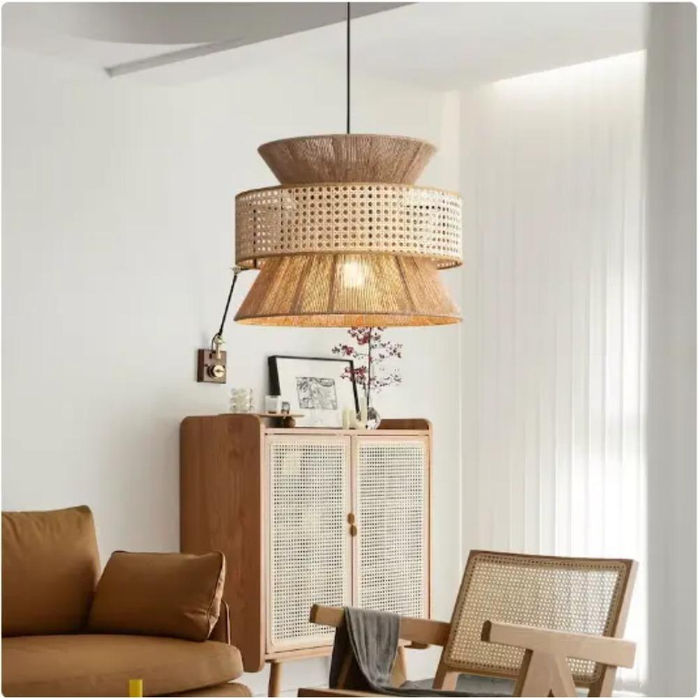 40/50/60CM Hand-woven Classic Design Pendant Lamps Retro Top Selling Rattan Hanging Rattan Home Lighting Decor Accessory