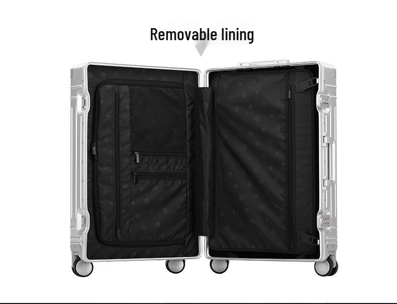Aluminum-Magnesium Alloy Suitcase with Aluminum Frame, Universal Wheels, Combination Lock - 24" Carry-On for Students & Men's Business Travel.