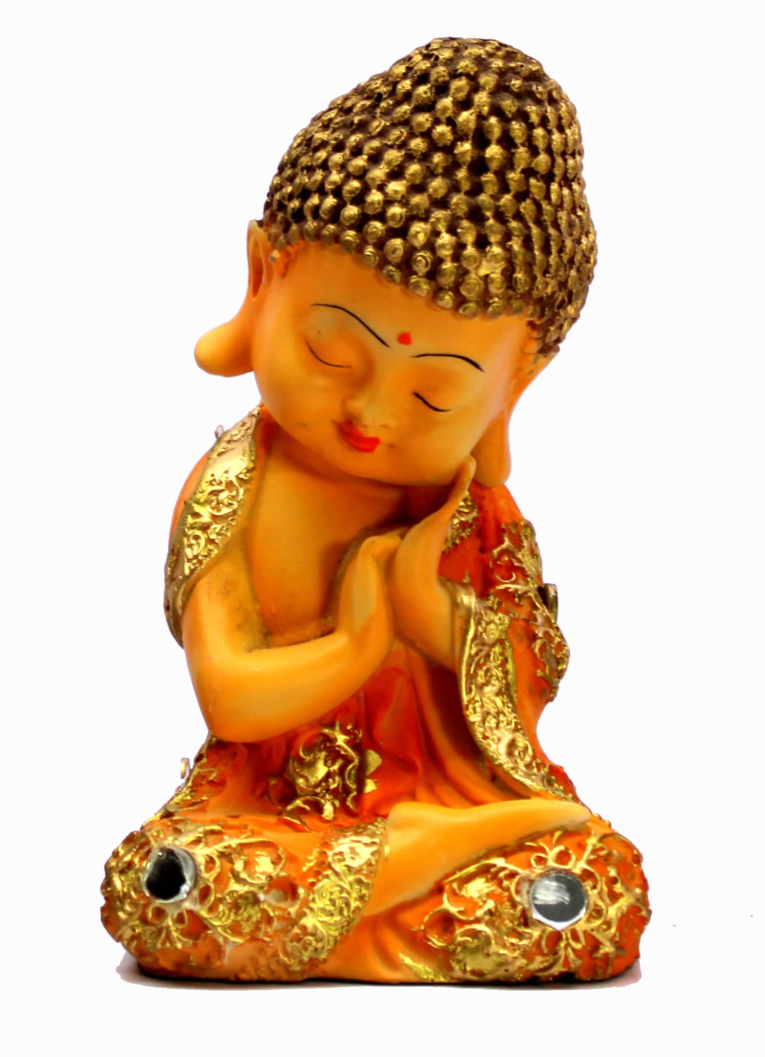 

eSplanade Smiling Happy Baby Buddha Monk Statue | Feng Shui Monk Figurine Showpieces | Home Decor | Resin - Yellow-Multi - 7 Inches