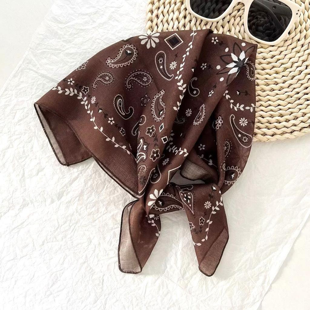 Vintage silk scarf, cashew nut versatile women's headscarf, hiphop fashion square scarf, hip-hop hip-hop scarf, headband, scarf.