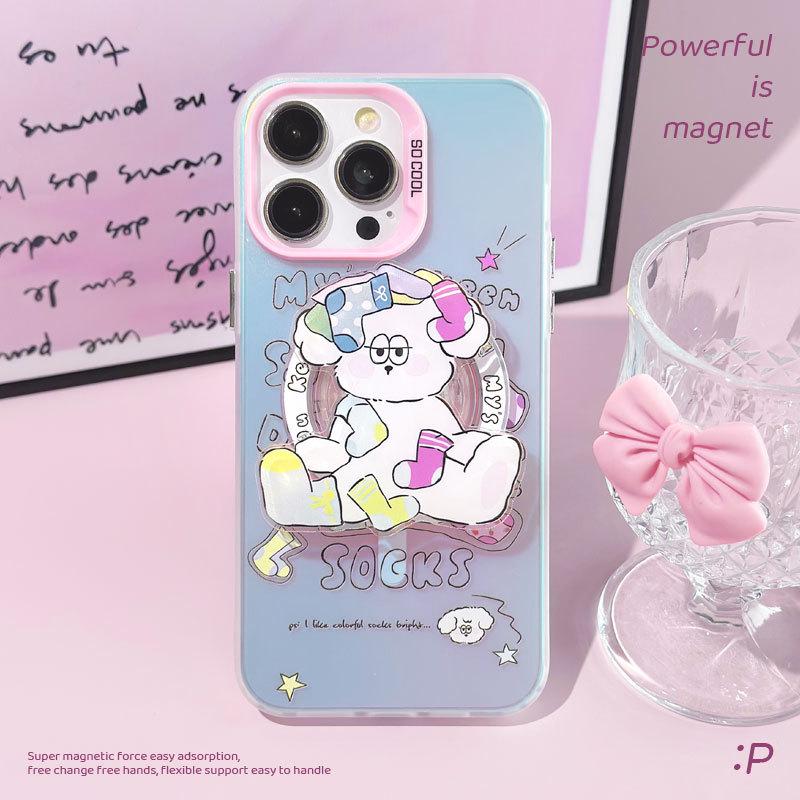 Etui magnetyczne Zhitai Frosted Laser do telefonów iPhone 16 Pro i Huawei P70 z uchwytem.