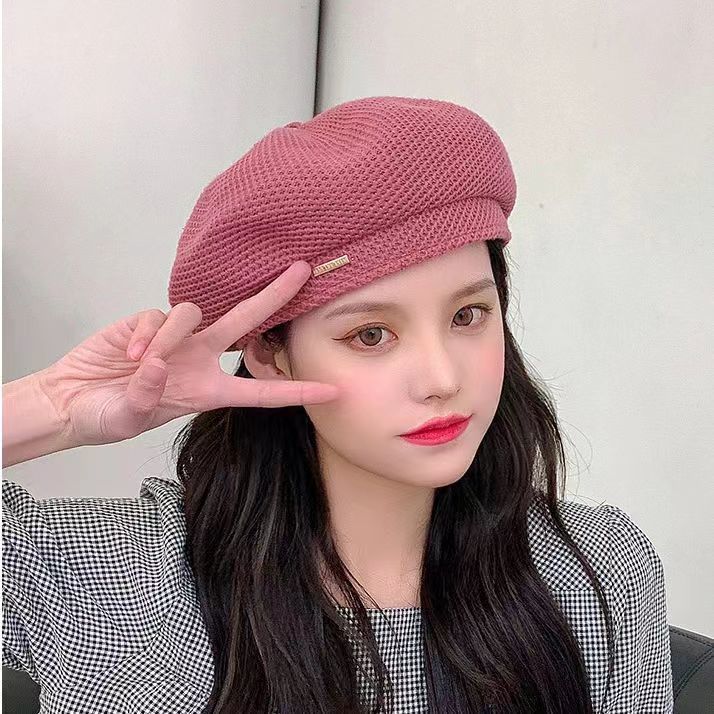 

Берет женский весна/лето тонкий сетчатый лен корейский выпуск ретро британский берет шляпа художника шляпа розовый