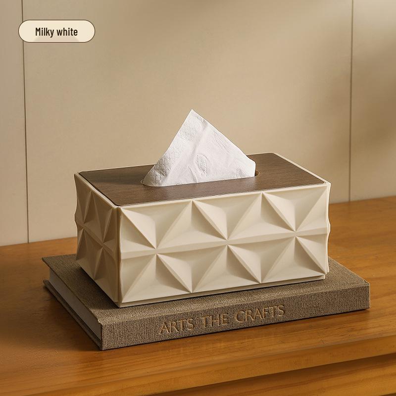 Creative Desktop Tissue Box with Wooden Lid