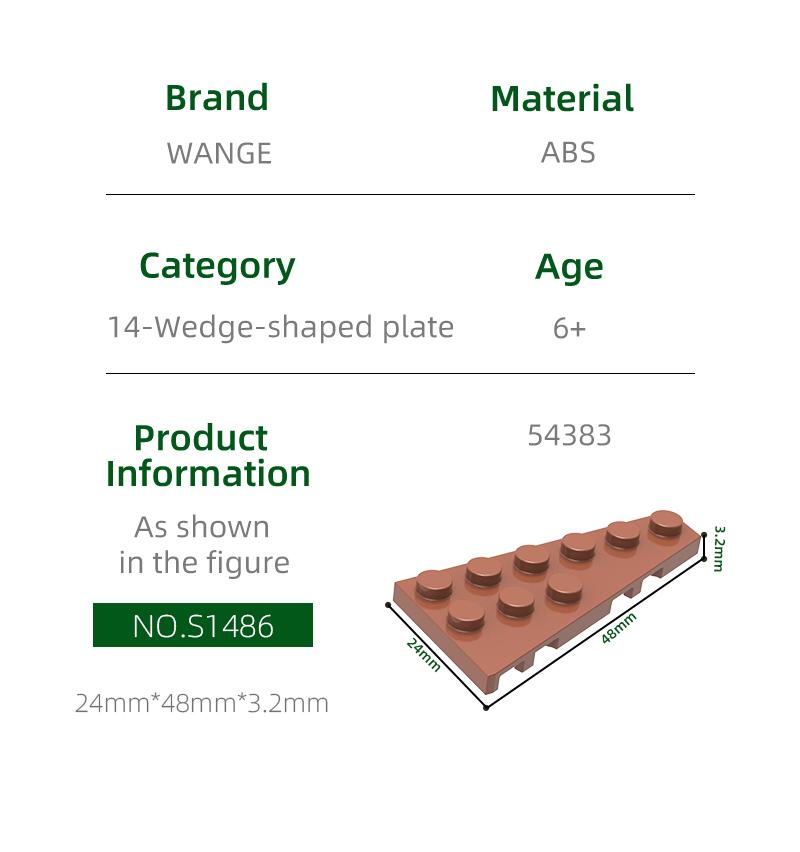 Non-Toxic 62Pcs/Lot 54383 Wedge Plate Right Plate 3X6 With Angle Building Blocks Moc Color Accessories Compatible With Brick Part