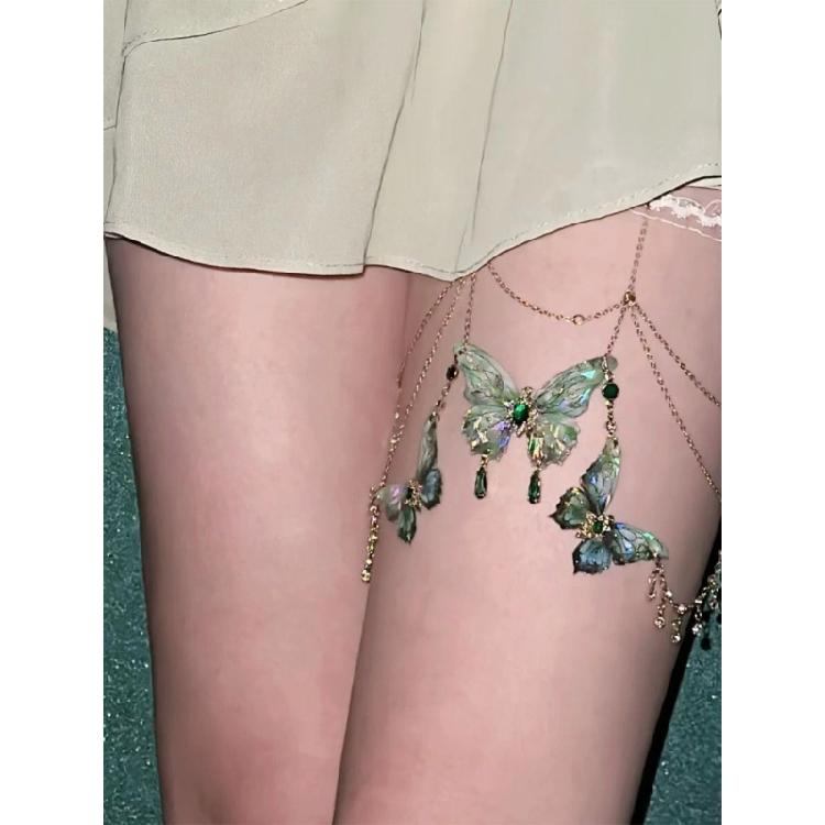 Elegant Metal Leg Chain Butterfly Tassels Thigh Chain Stylish Accessory for Girl