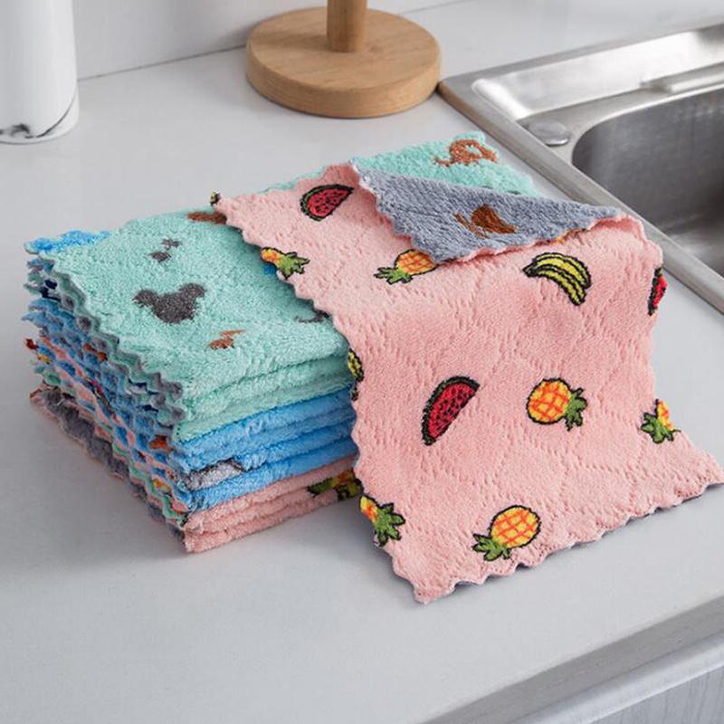 

5Units Coral Fleece Kitchen Wipes, High-Absorbency Dish Towels for Home Use 5pcs