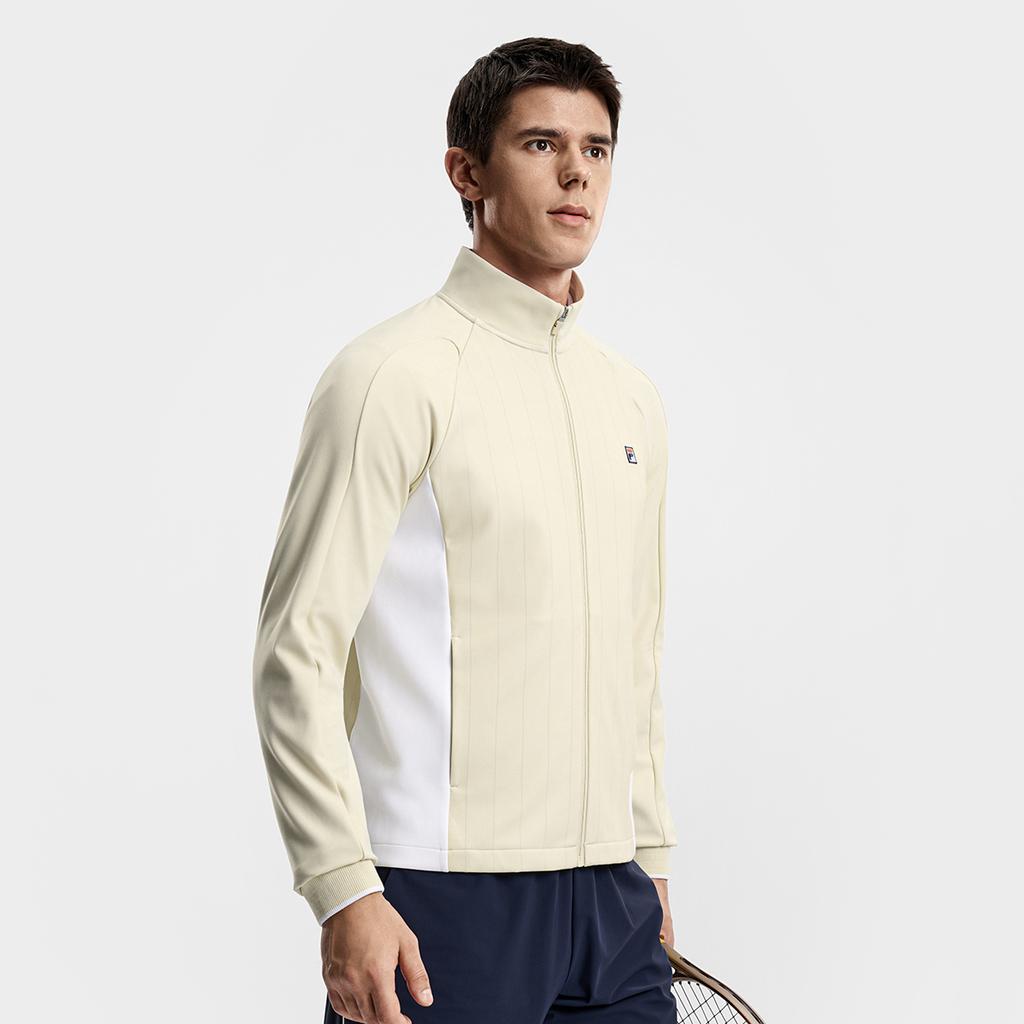 FILA Tennis Minimalist Classic Sports Tennis Style Casual Comfortable Versatile Knitted Jacket Men jackets Apricot A11M613511FBG