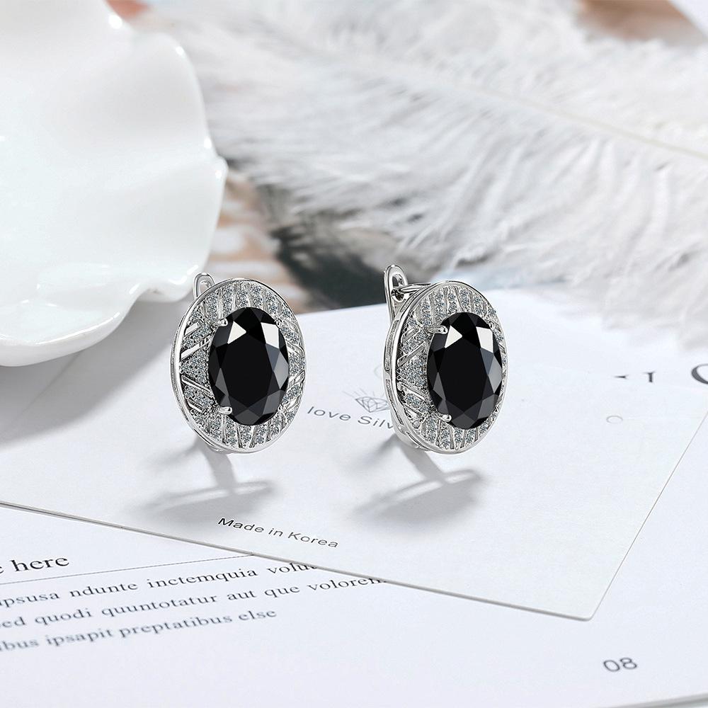 925 Sterling Silver Multi-color Round Crystal Zircon Earrings Anniversary Birthday Wedding Party Gift