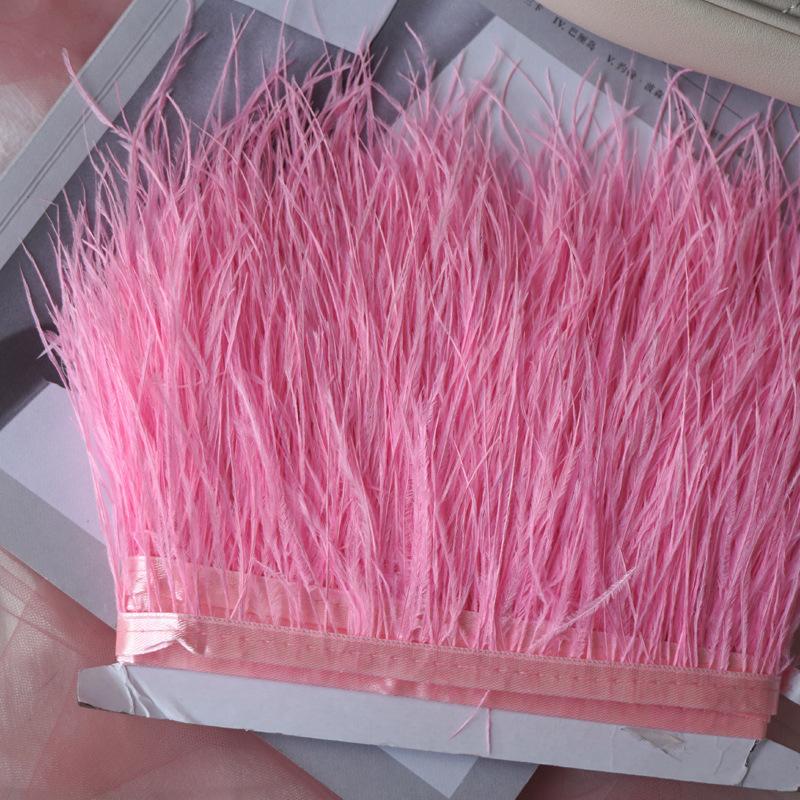 

Color Ostrich Hair Cloth Edge 9-11Cm Dress Fashion Decoration Feather Cloth With Fringe Clothing Accessories розовый