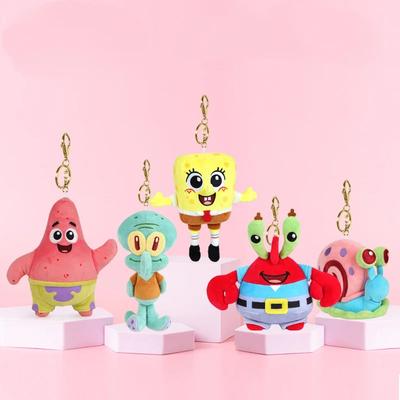 Kawaii Cartoon Spongebob Patrick Star Plush Toy Keychain Stitch Creative Gary Backpack Pendant Squidward Tentacles Friends Gifts