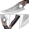 Vintage Forged Kitchen Knife Household Stainless Steel Meat Cutting Knife with Plastic Handle Forging Process Cutting Tool with Leather Knife Cover