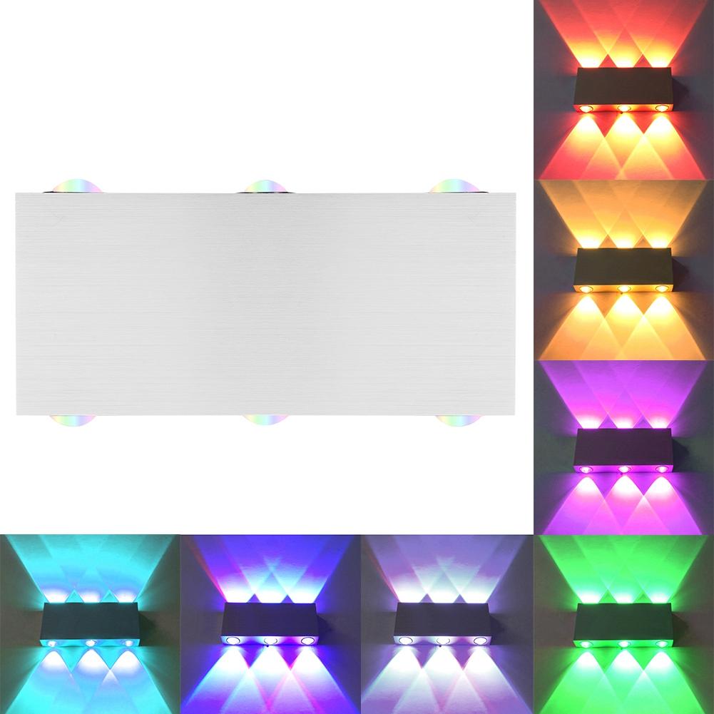 LED Colorful RGB Wall Lamp Aluminum Indoor Bedroom Waterproof Decorative Lamp(Rectangular 6W)
