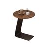 Modern Side Table with Wooden Top, Stylish Living Room Coffee Table, C-Shaped Bedside Nightstand, Compact Round End Table