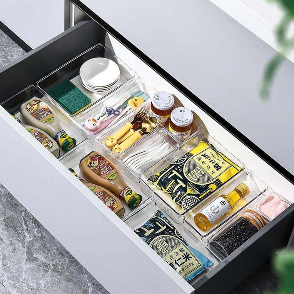 25Pcs/Set Non-Slip Transparent PET Storage Box for Drawers Jewelry Makeup Organizer Container