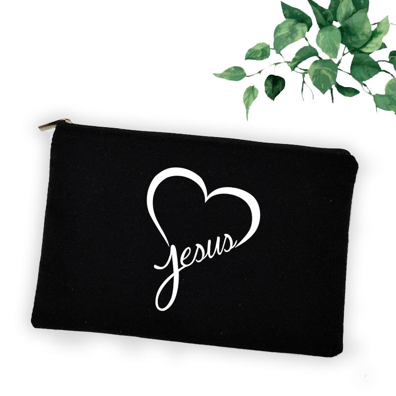 Cross Jesus Faith Christian Cosmetic Bag Girl Lipstick Bags Women Make Up Organizer Pouch Toiletry Case Pencil Bag Easter Gifts