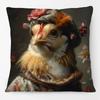 European Chicken Rooster with Glasses Portrait Poster Cushion Covers Hand Painting Pillowcase