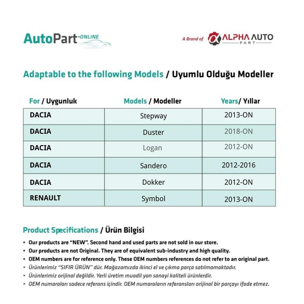 Lampa kierunkowskazu prawego do Dacia Stepway, Duster, Logan2, Sandero2, Dokker 2