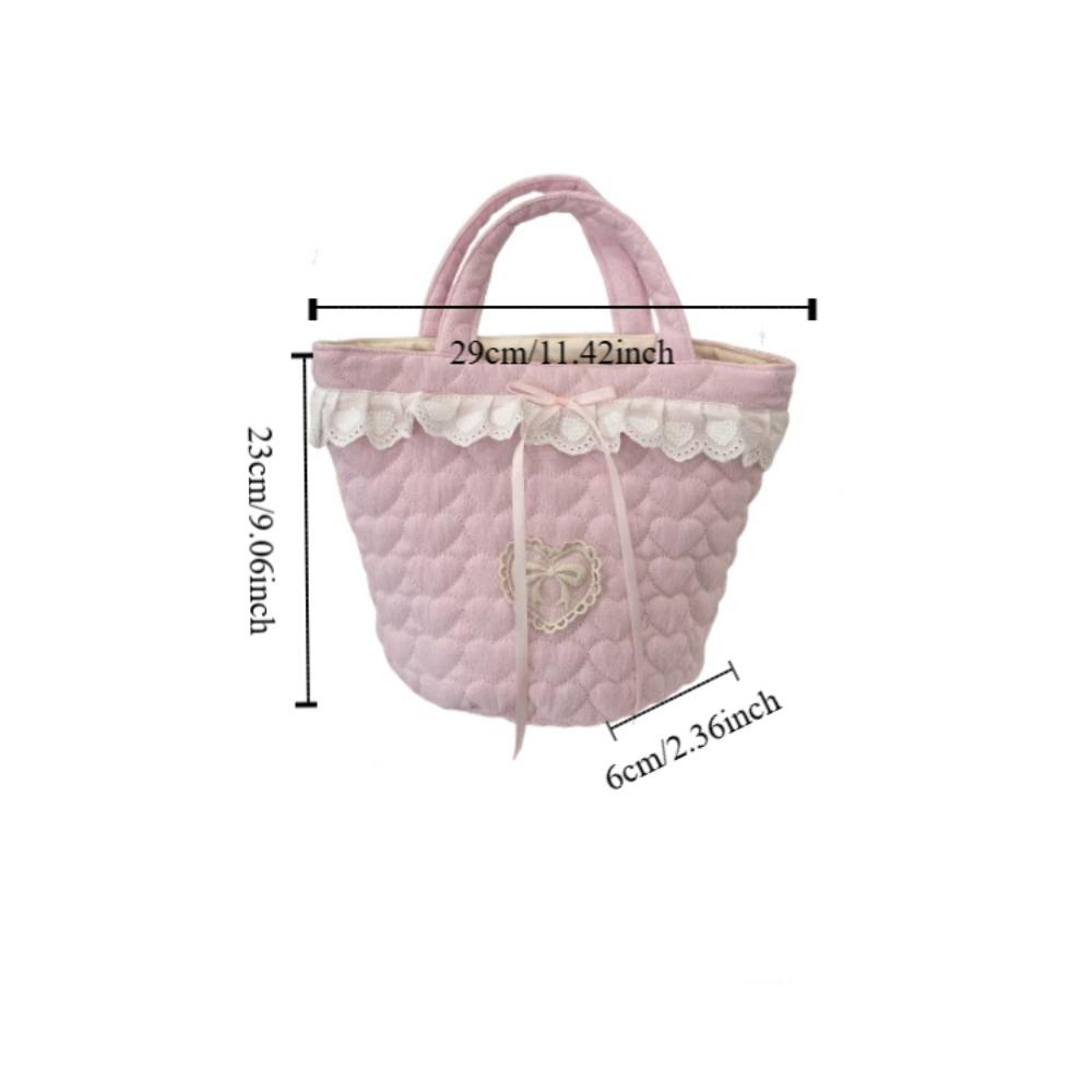 Sweet Bowknot Handbag Large Capacity Fresh Lace Lunch Bag Fashion Bucket Bag  Women