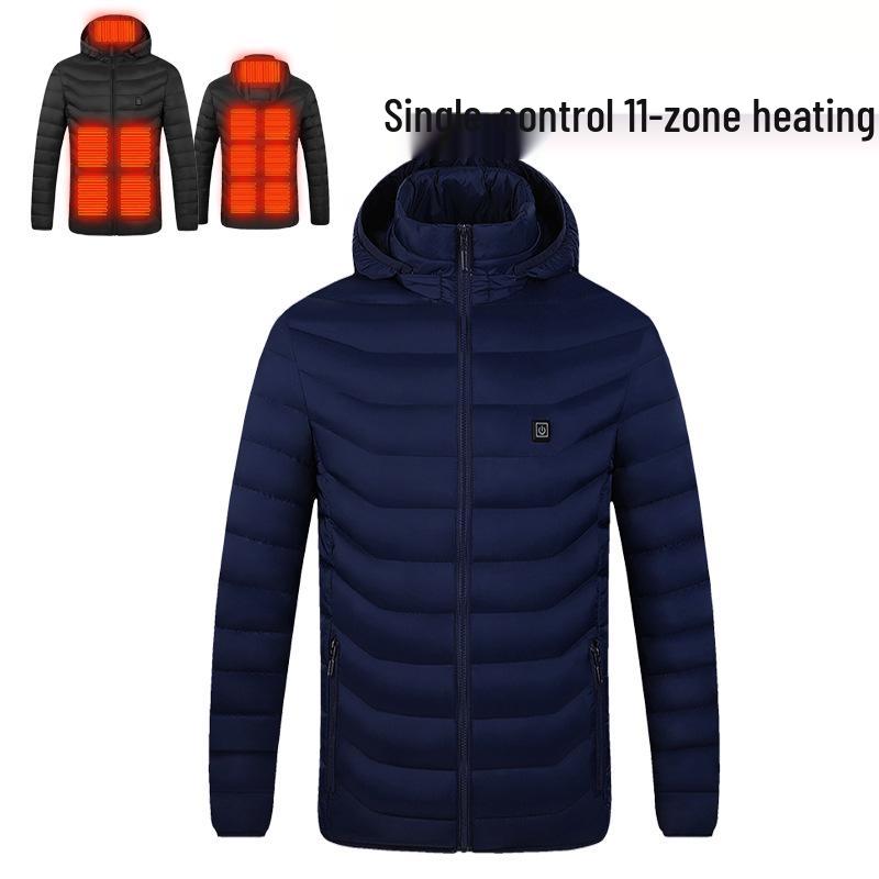 Men's Dual-Control USB Heated Cotton Coat with Nine-Zone Electric Heating