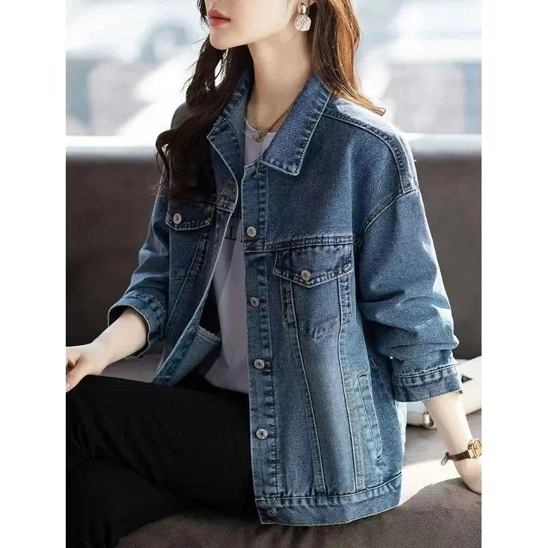 Women's Vintage Warm Denim Jacket Denim Jacket Plus Size Long Sleeve Jacket
