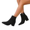 New fashion pointed solid color test zipper fashion boots women's suede four-season medium heel short boots