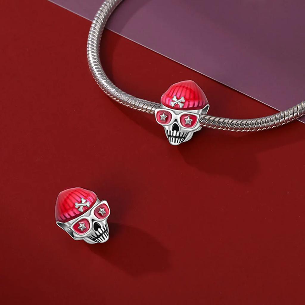 Charms Original Copper Plated Hardman Skull Beads Fit Bracelet Diy Fine Gift Women Delicate Jewelry Accessory