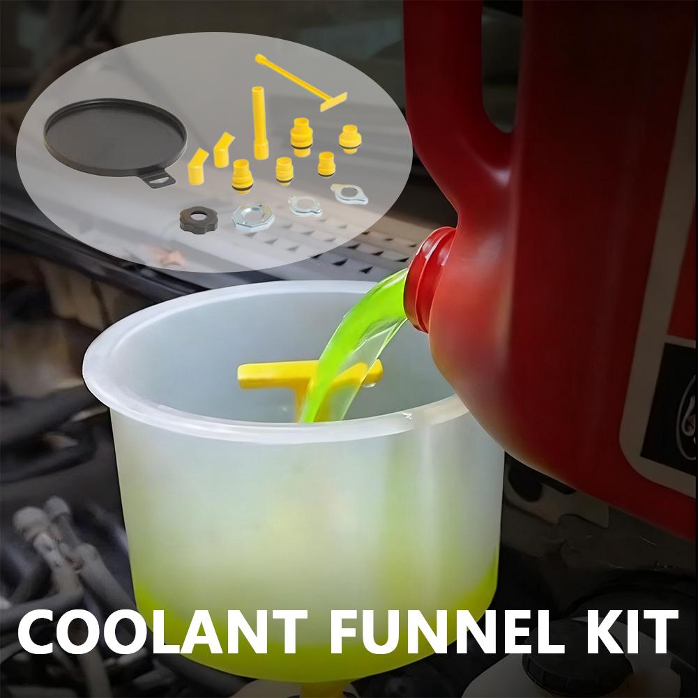 Coolant Funnel Kit Pour Oil Tool Car Accessories Spill Proof Universal Vehicles Plastic Filling Funnel Spout I6L1