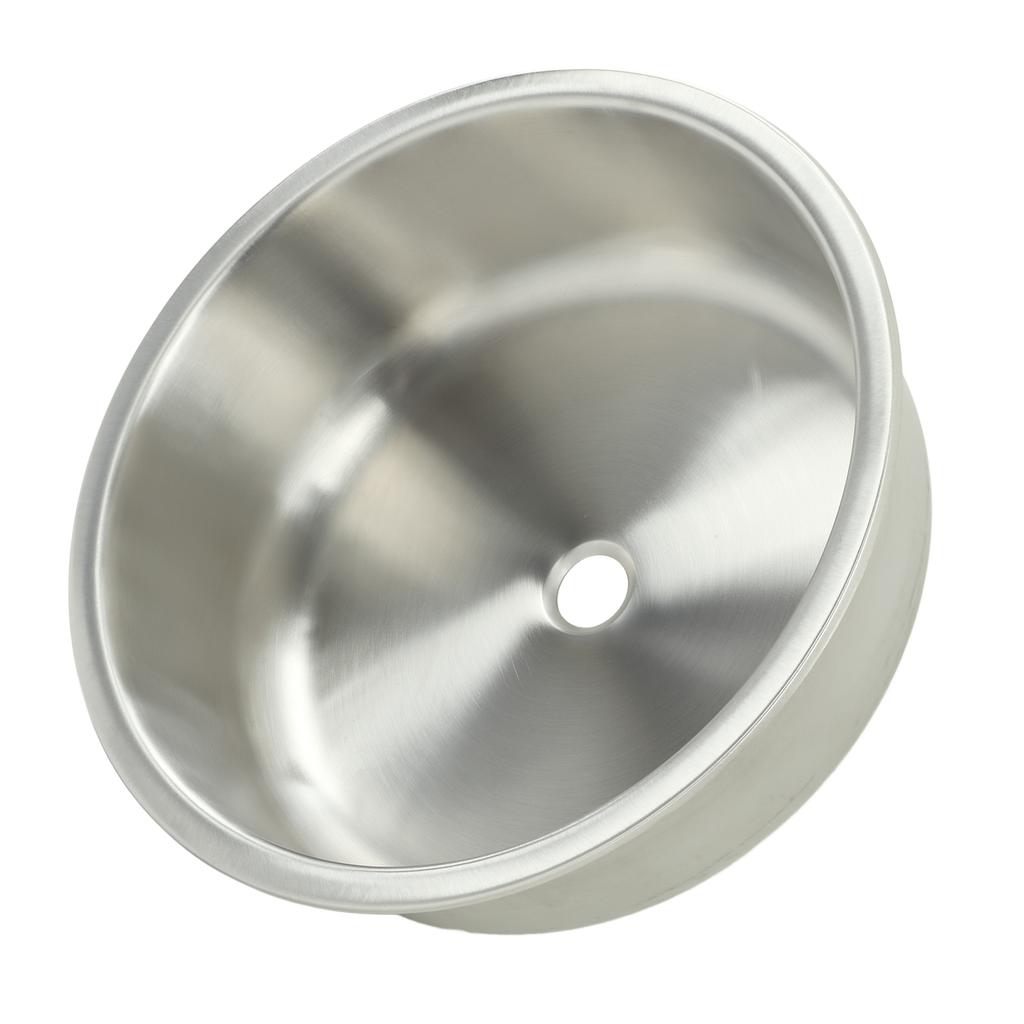 RV Round Sink Wash Basin 304 Stainless Steel 400x400x160mm Rust Resistant Large Capacity for Yacht M