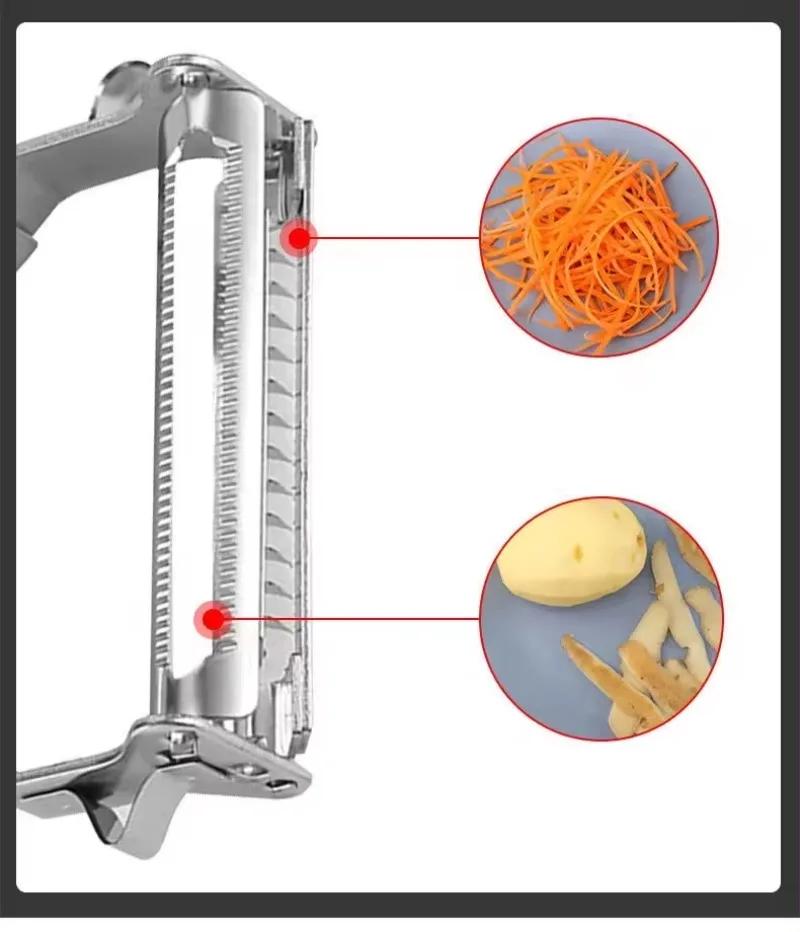 4 IN 1 Fruit Vegetable Peeler Stainless Steel Carrot Grater Double-Head Kitchen Gadgets Melon Cucumbers Potato Slicer Home Tools