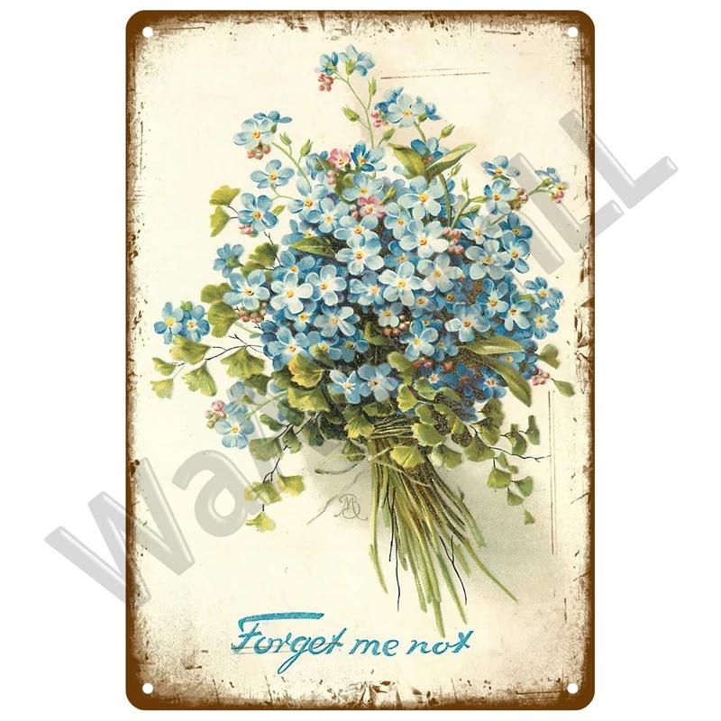 Vintage Flowers For Garden Decorations Retro Metal Sign Home Wall Art Mural Tin Sign Room Decor Plaque Plate Gift Farm Painting