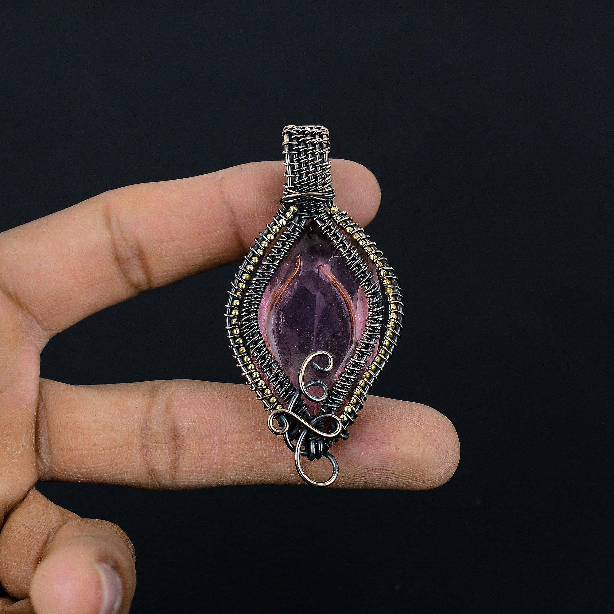 

Кулон из розового кунцита, Ювелирные изделия из драгоценных камней, Кулон, обернутый медной проволокой 999 пробы, Ювелирные изделия ручной работы, Кулон с камнем-талисманом, Подарок для него 2.55 Inches