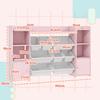 Children's Storage Unit, Toy Storage Shelf, 8 Removable Bins, 140 x 30 x 90 cm, Pink