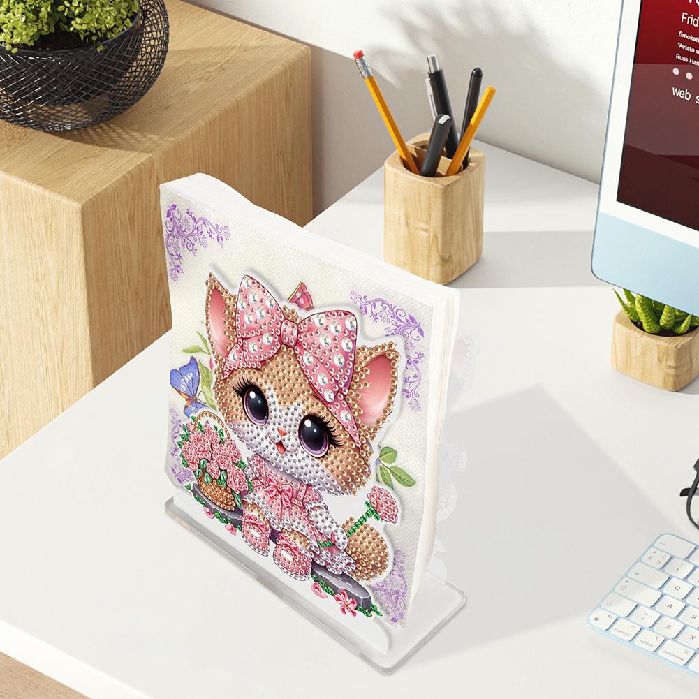 Diamond Art Storage Rack Acrylic Animals Diamond Painting Napkin Rack Decor 5D DIY Diamond Art Paper Storage Rack for Beginners